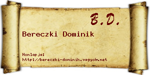 Bereczki Dominik névjegykártya